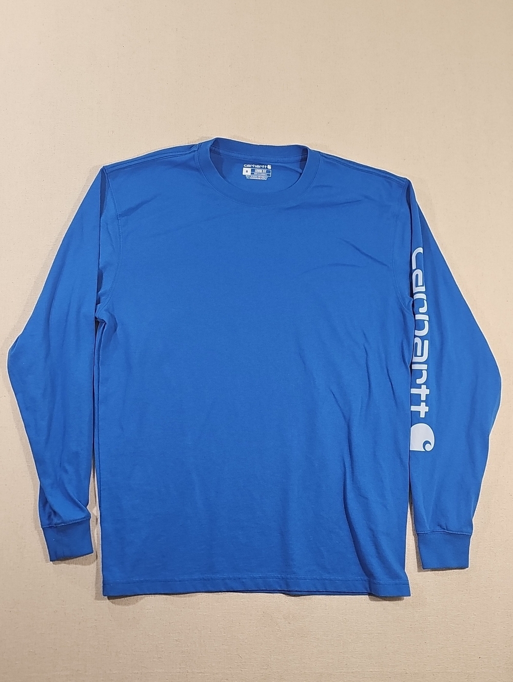 Carhartt Long-Sleeve Logo Tee - Royal Blue with White Sleeve Print